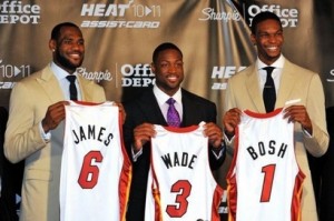 James, Wade, and Bosh The Big 3 together at last
